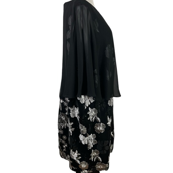 CONNECTED New Cocktail DRESS 24W Plus Black Lace Floral Sheer Embroidered Witchy - Picture 10 of 16
